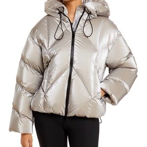 Moncler Frele Silver Puffer Jacket (Size 0)